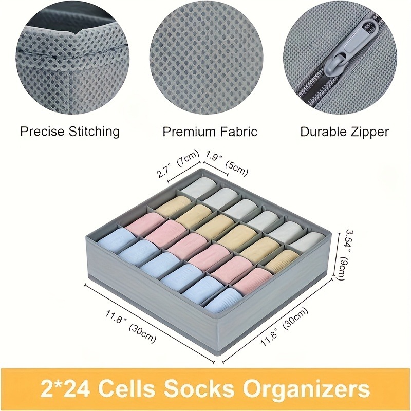2Pcs 24-Compartment Fabric Soc - Sock Organizer Tray 리뷰 및 가격