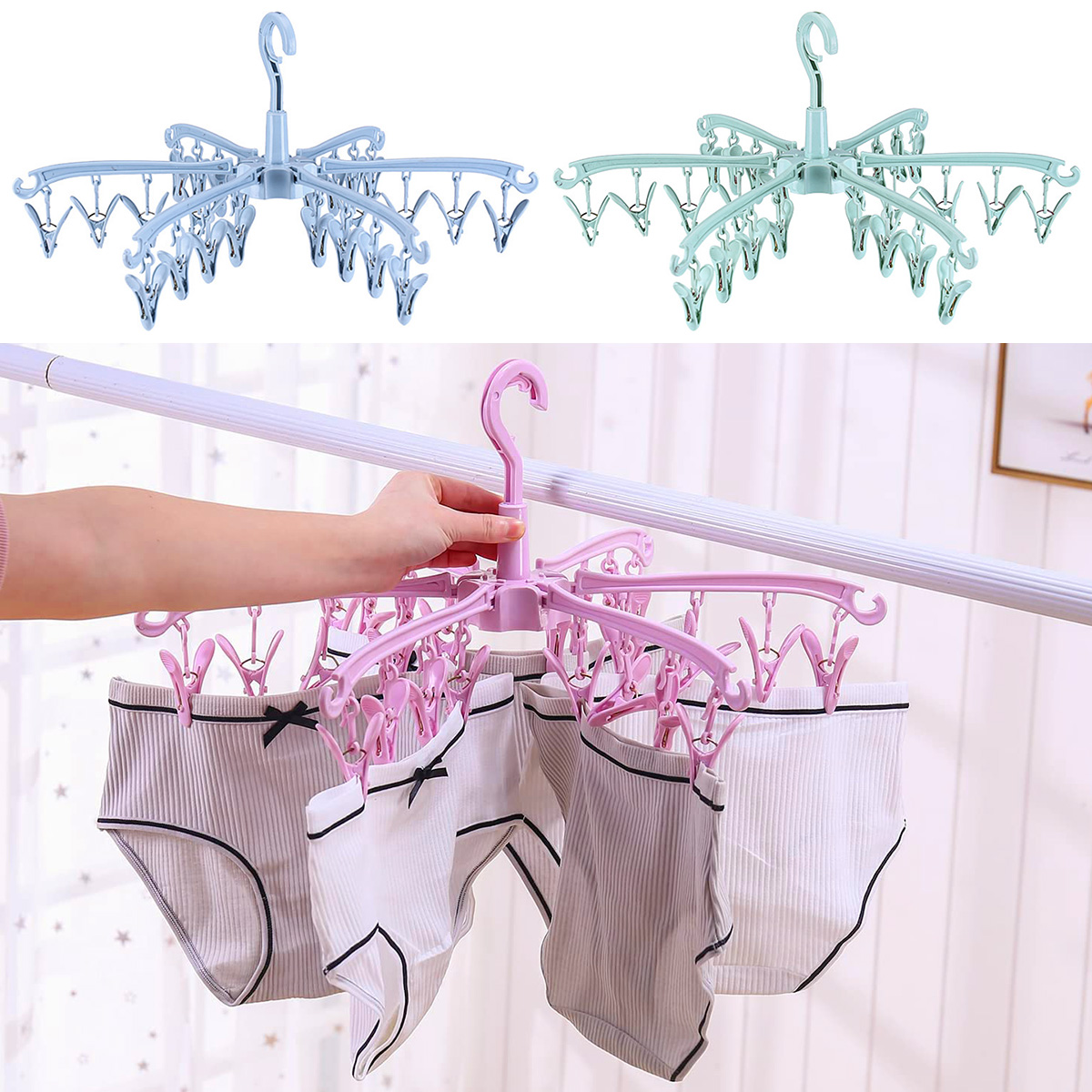 24 Clips Folding Clothes Dryer - Sock Organizer Tray 리뷰 및 가격