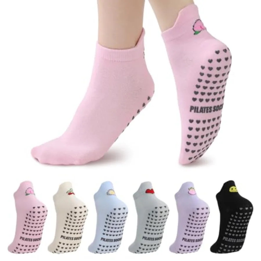6 Pairs Pilates Socks with Gri - Grip Sock Yoga 리뷰 및 가격