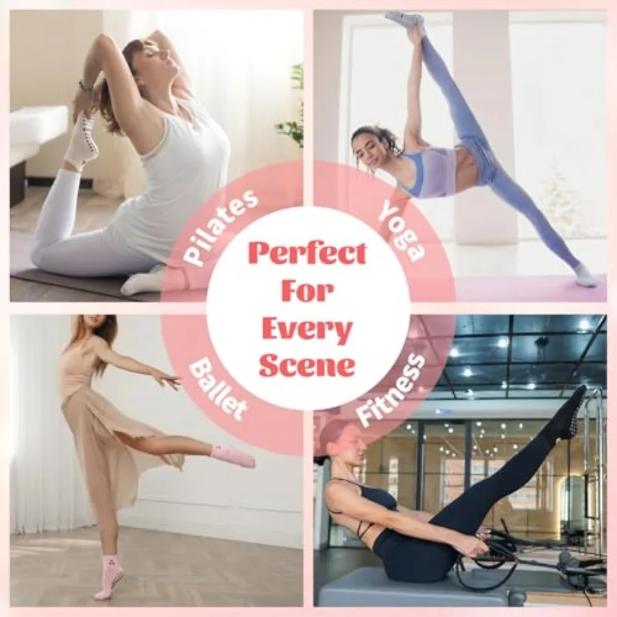 6 Pairs Pilates Socks with Gri - Grip Sock Yoga 리뷰 및 가격