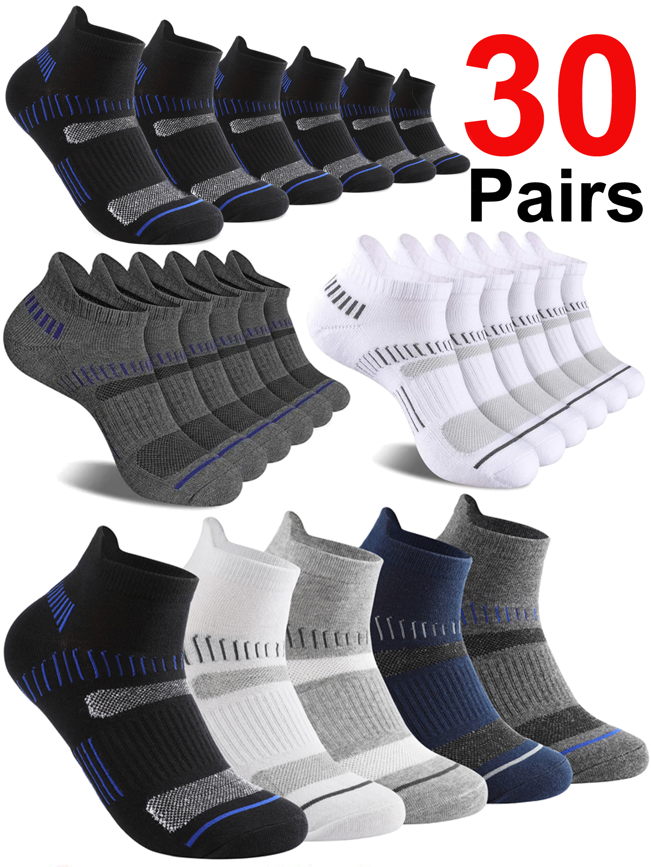 30 Pairs Ankle Socks Men Athle - Ankle Sock Low Cut 리뷰 및 가격