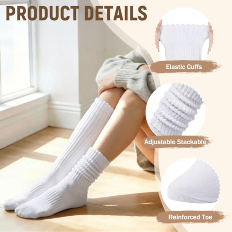 Chalier 5 Pairs Slouchy Socks  - Boot Sock Slouchy 리뷰 및 가격