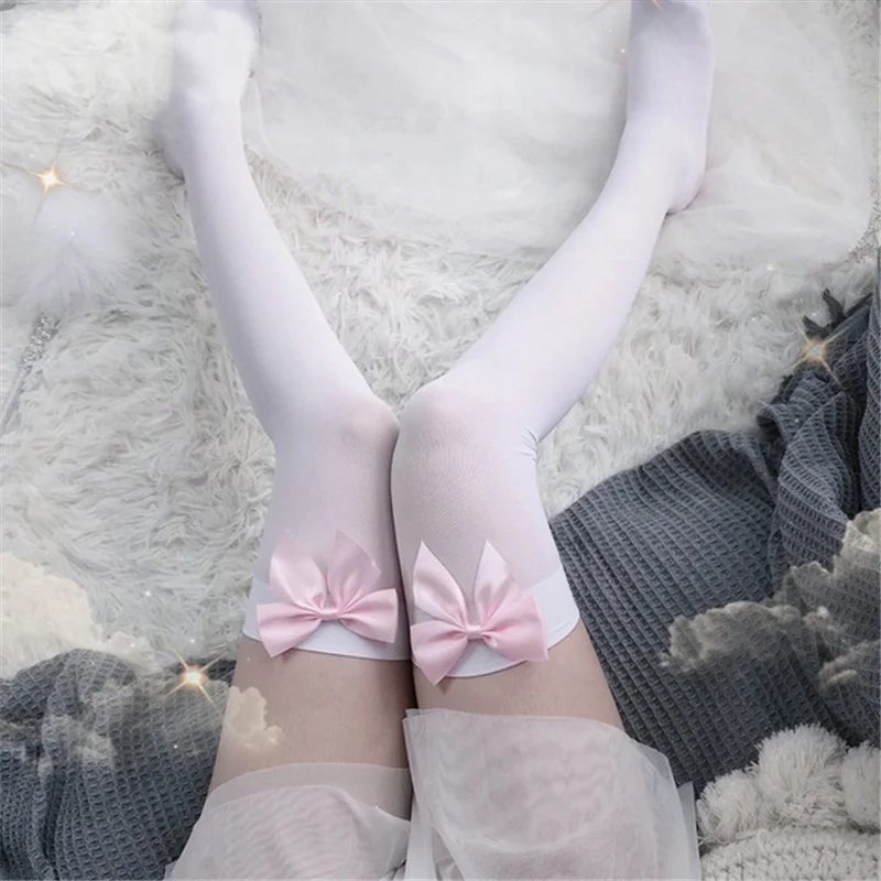 Sexy Women's Hosiery Pink Bow  - Thigh High Sock Stay Up 리뷰 및 가격
