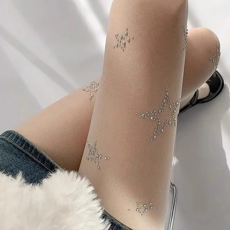 Y2k Star Diamond Rhinestone Fi - Fishnet Stocking Women 리뷰 및 가격