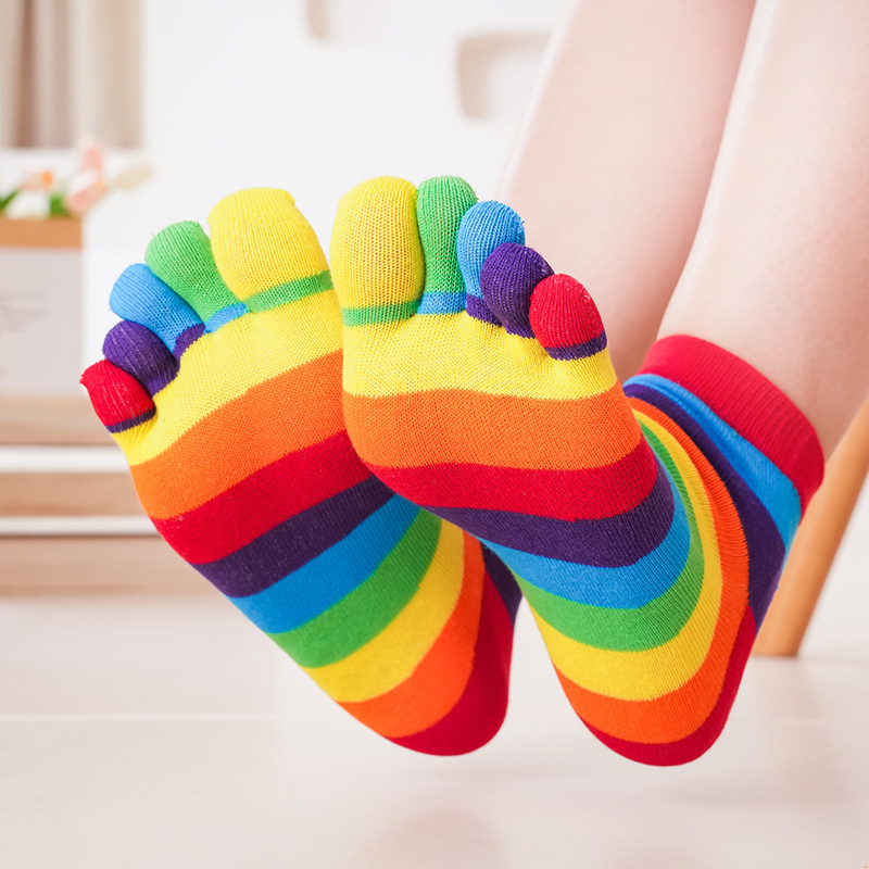 Women's Socks Rainbow Striped  - Toe Sock Split 리뷰 및 가격