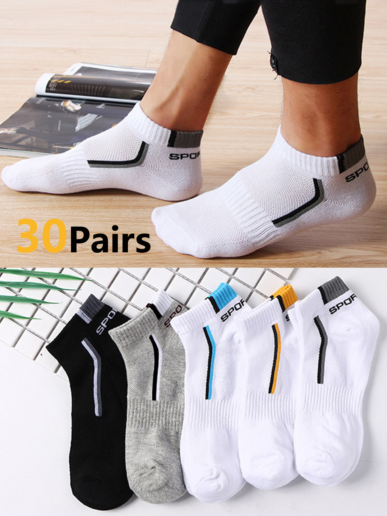 30Pairs Men's Mesh Breathable  - Ankle Sock Low Cut 리뷰 및 가격