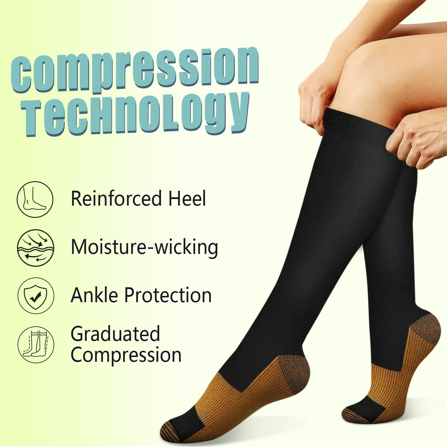 6 Pairs Solid Color Copper Com - Compression Sock Medical 리뷰 및 가격