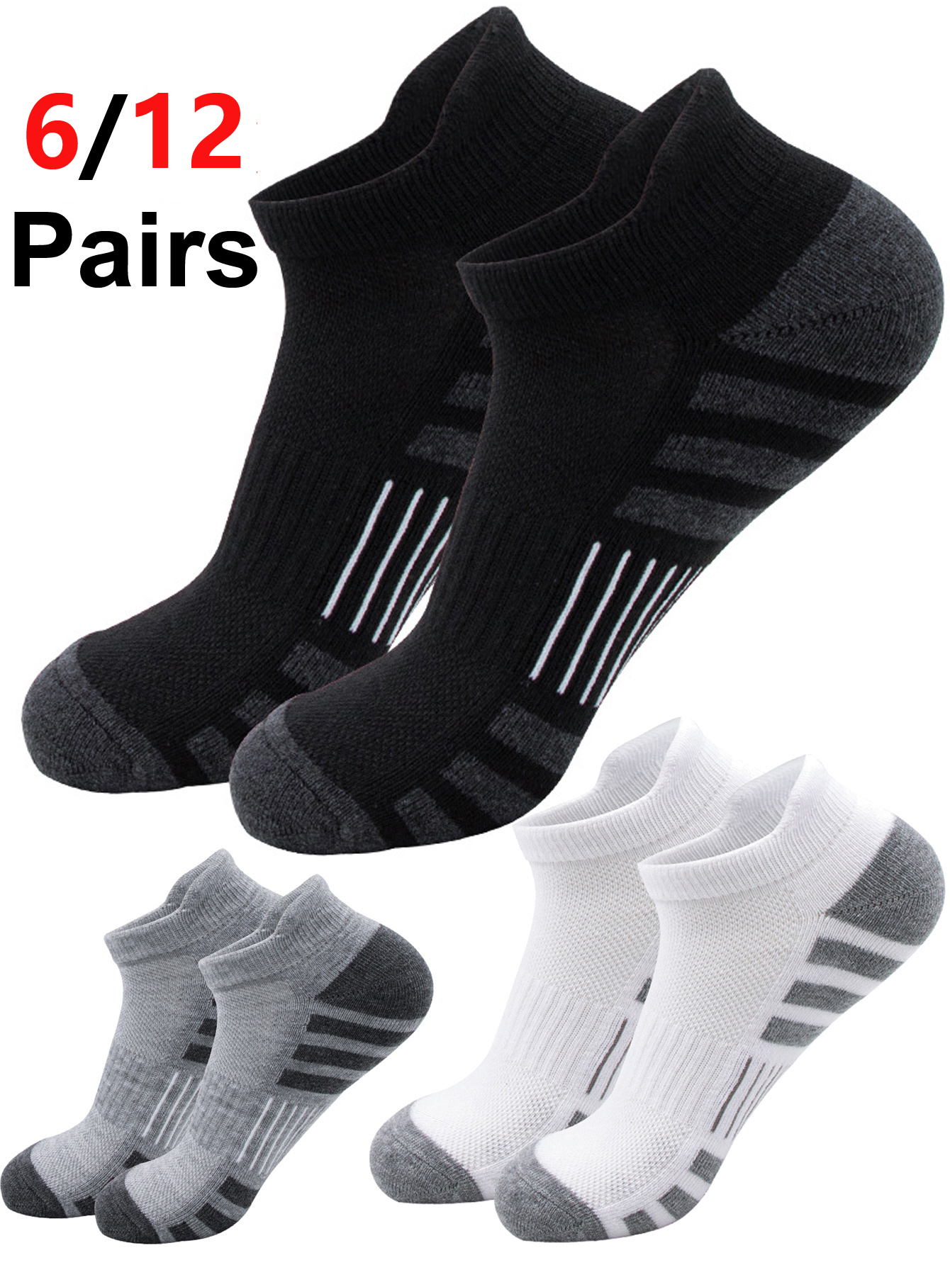 6/12 Pairs Low Cut Ankle Socks - Athletic Sock Cushion 리뷰 및 가격